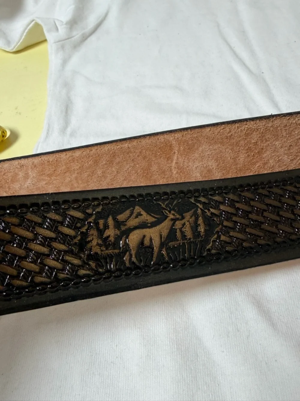 Western Full Grain Cowhide Leather 69W Oversized Tooled Black Brown Animal Belt